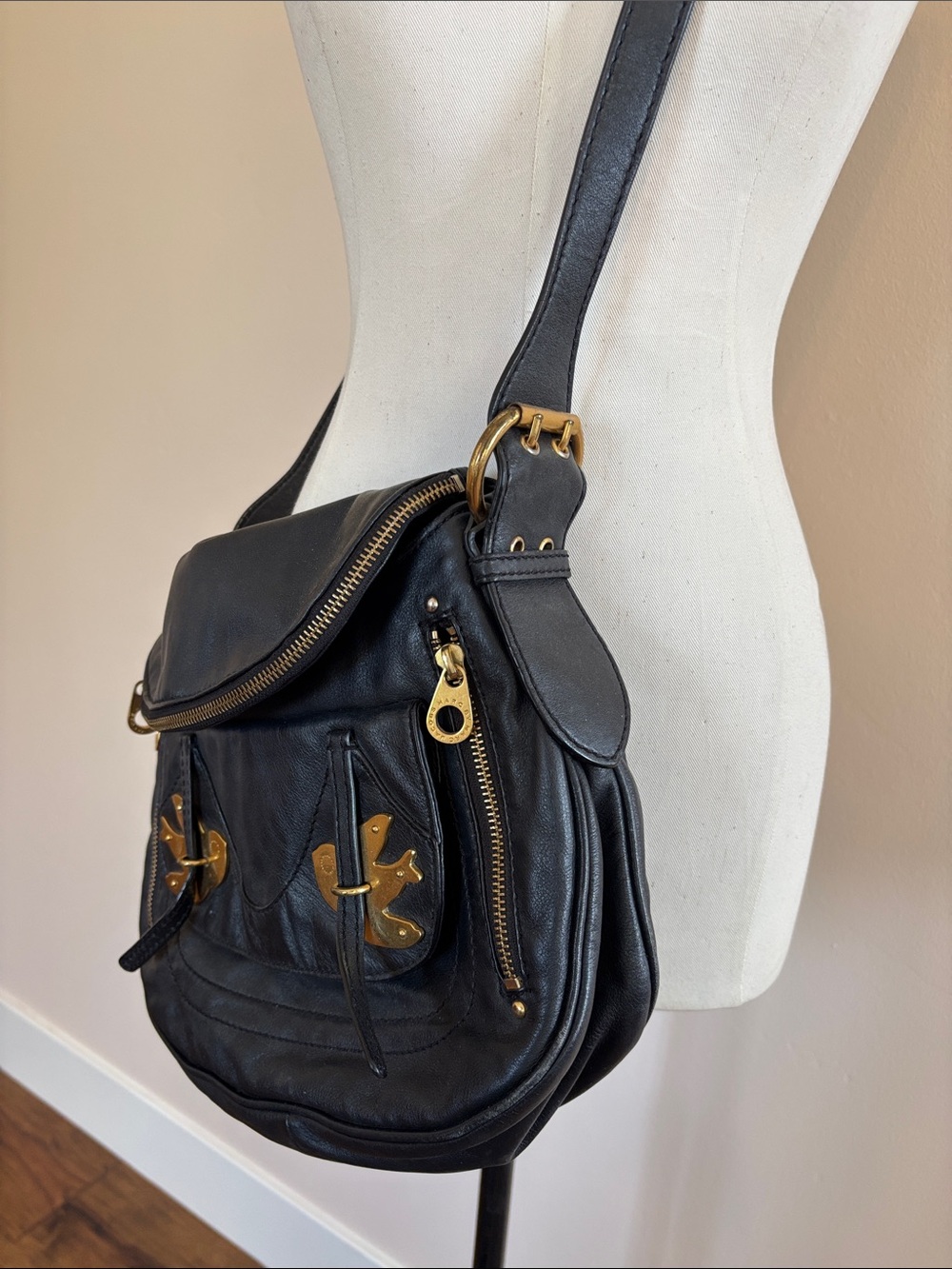 Marc Jacobs Natasha Bird Bag Petal To The Metal -  Black - Picture 3 of 11